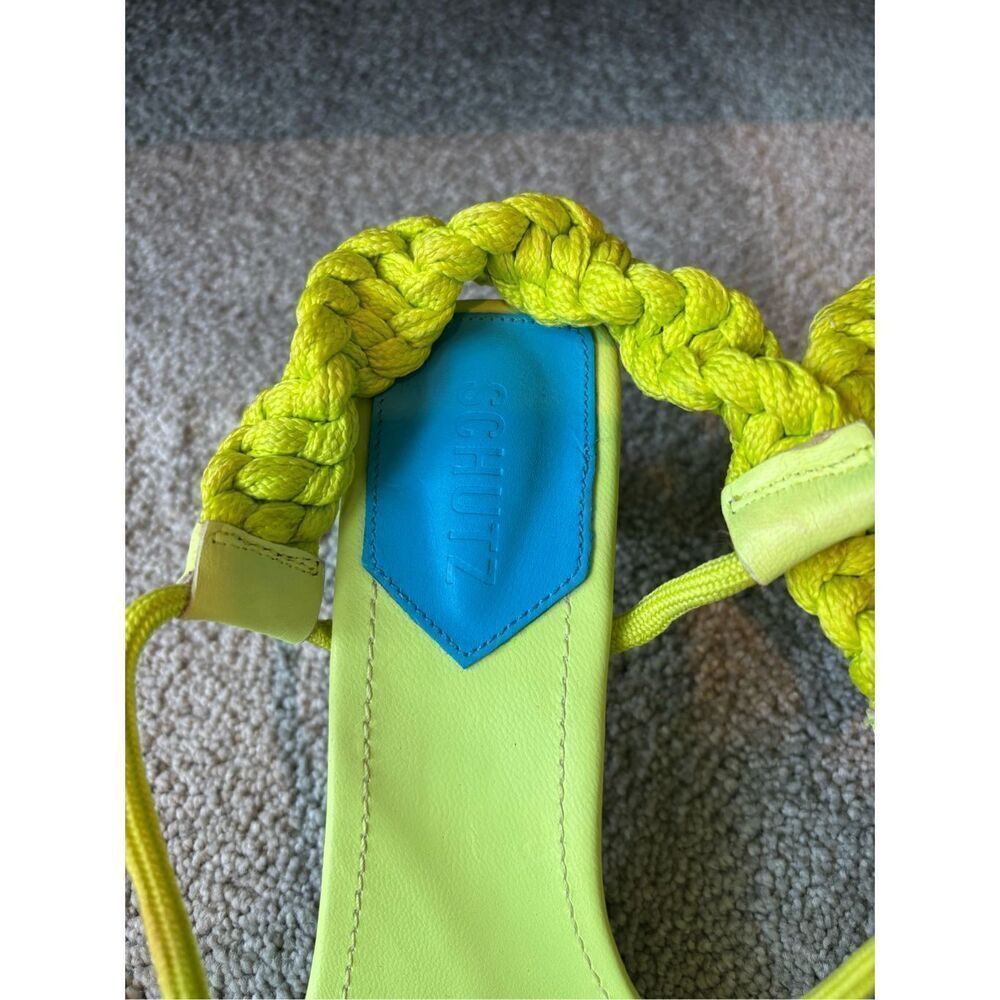Schutz Leather Braided Mid-Heel Sandals - Blair green, $165 Sz 8.5 - Picture 4 of 8